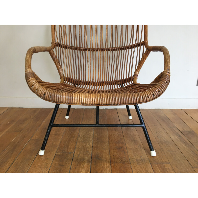 Vintage armchair in rattan