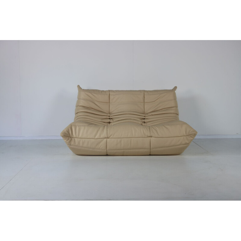 Vintage 2-seater sofa "Togo" in leather by Michel Ducaroy