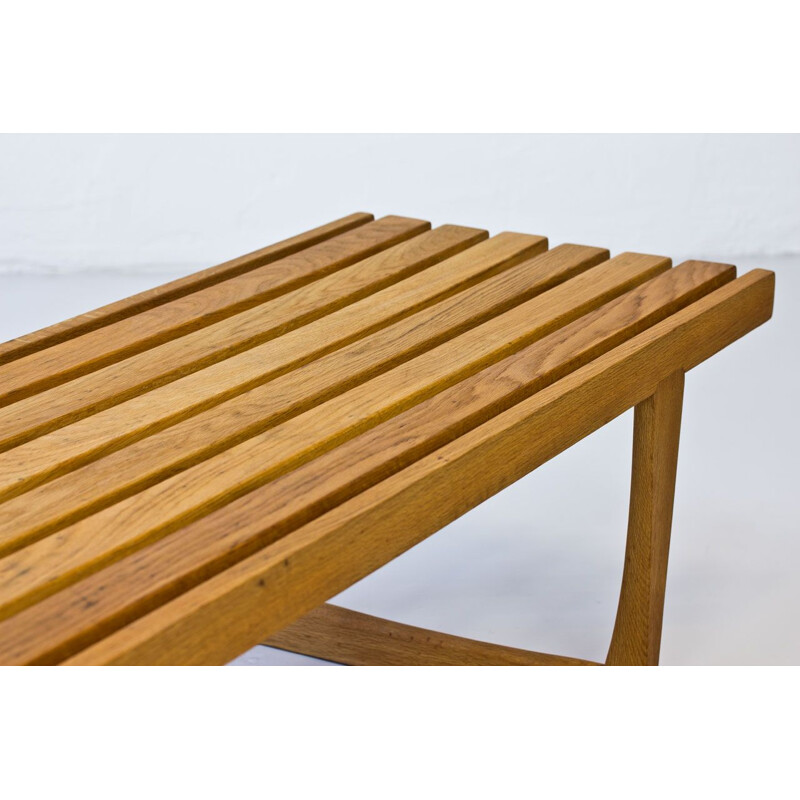 Vintage Swedish bench "Tokyo" in oak by Yngvar Sandström