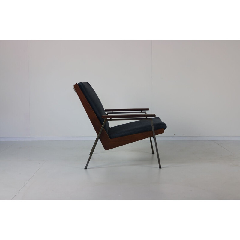 Vintage Dutch armchair in teak and metal by Rob Parry