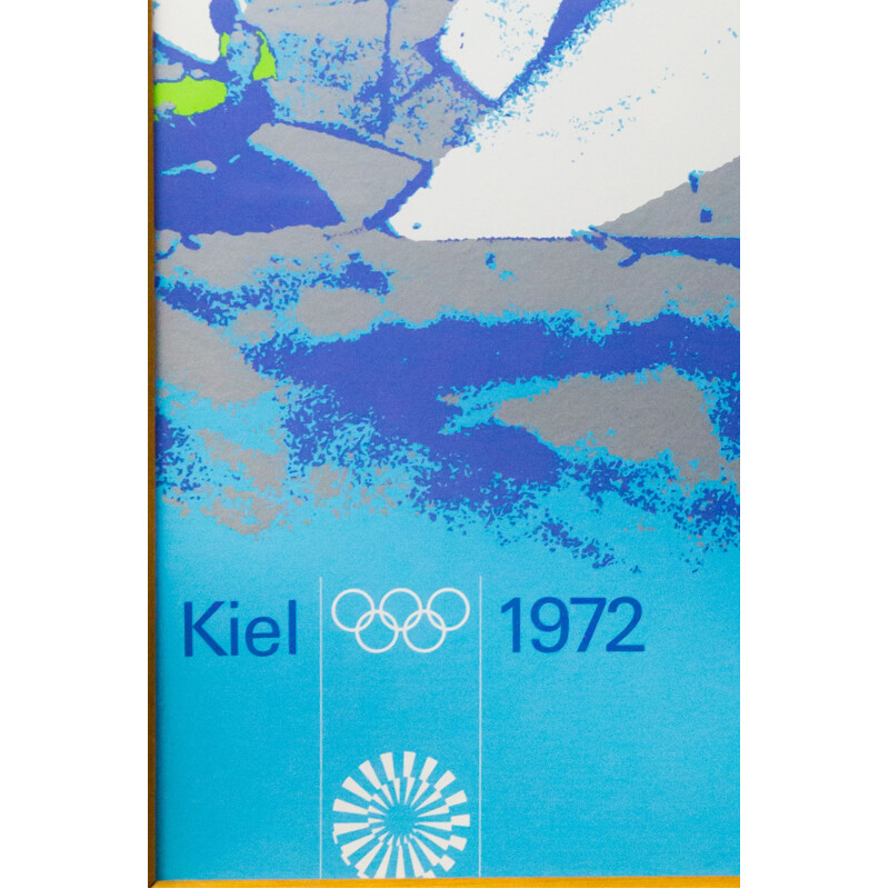Affiche de sérigraphie vintage voile aux Jeux olympiques d'été Kiel