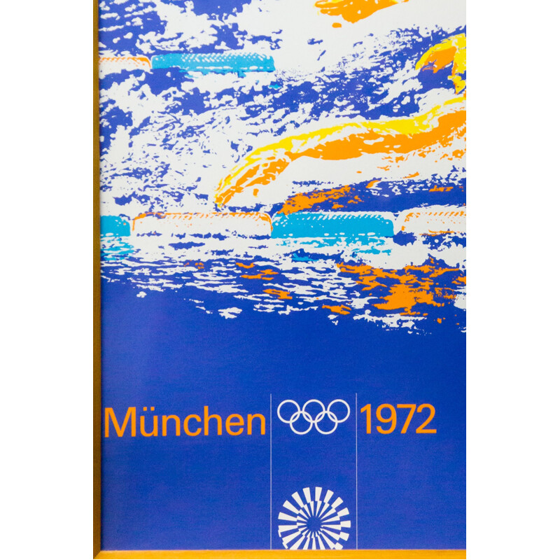 Affiche vintage natation des Jeux olympiques d'été en Munich
