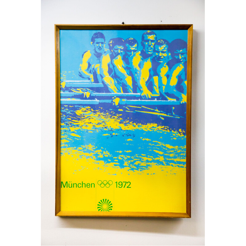 Vintage canoeing poster summer Olympics Munich