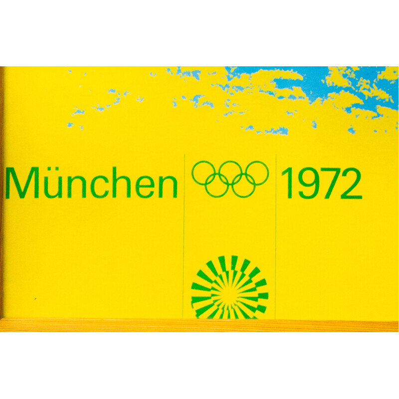 Affiche vintage canoë des Jeux olympiques d'été en Munich