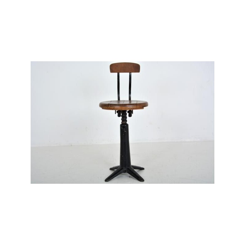 Vintage wooden stool by Singer