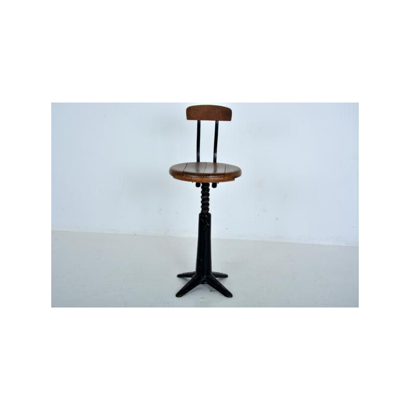 Tabouret vintage en bois par atelier Singer