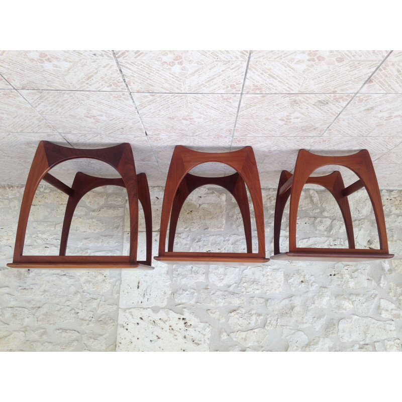 Set of 3 vintage side tables "Astro" in teak by G plan