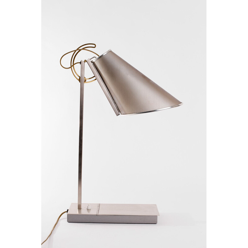 Lampe de table vintage en acier par Andre Putman pour Baldinger