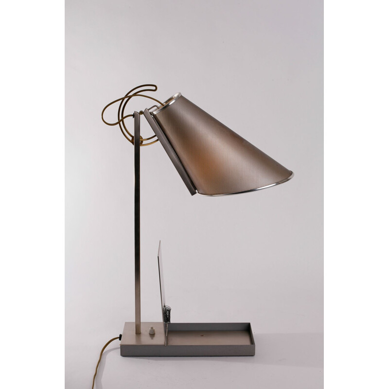 Lampe de table vintage en acier par Andre Putman pour Baldinger
