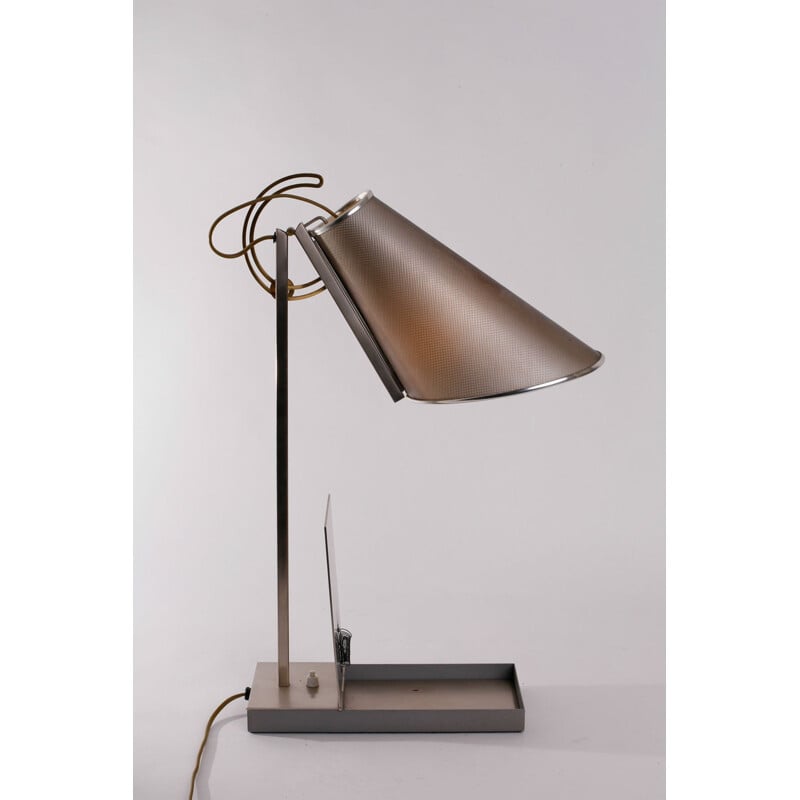 Vintage table lamp in steel by Andre Putman for Baldinger
