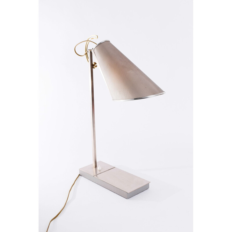 Lampe de table vintage en acier par Andre Putman pour Baldinger