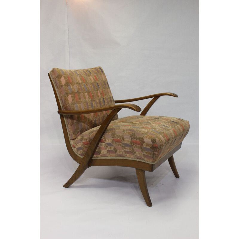 Vintage armchair with geometric Jacquard fabric