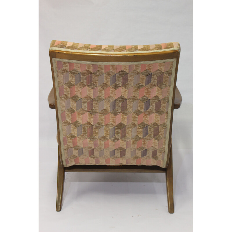 Vintage armchair with geometric Jacquard fabric