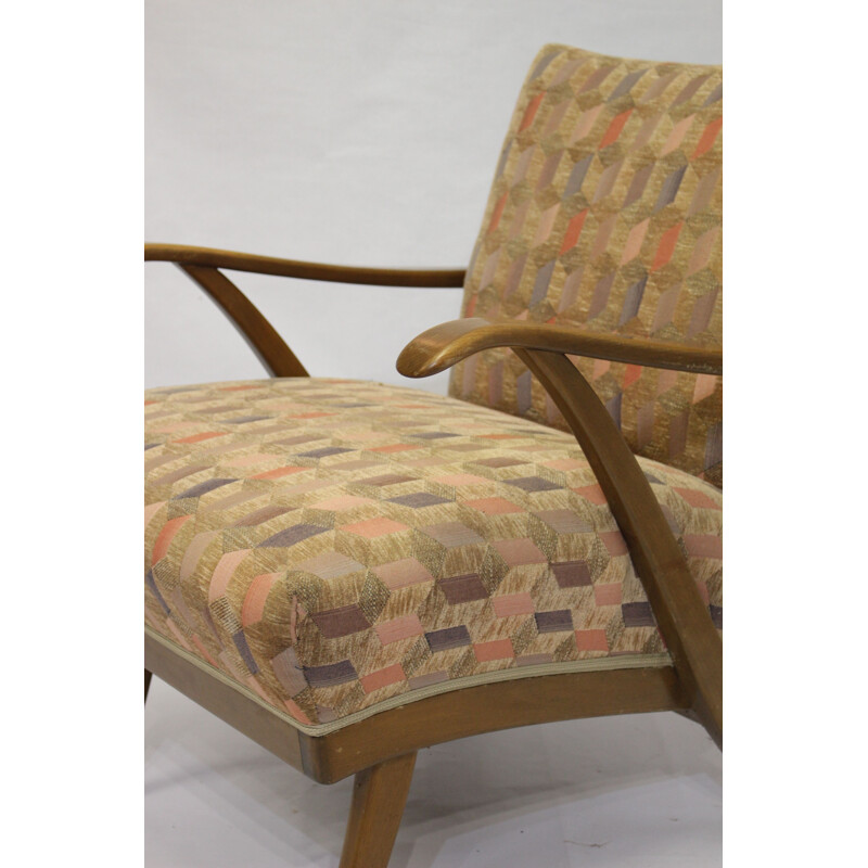 Vintage armchair with geometric Jacquard fabric