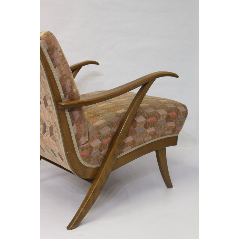 Vintage armchair with geometric Jacquard fabric