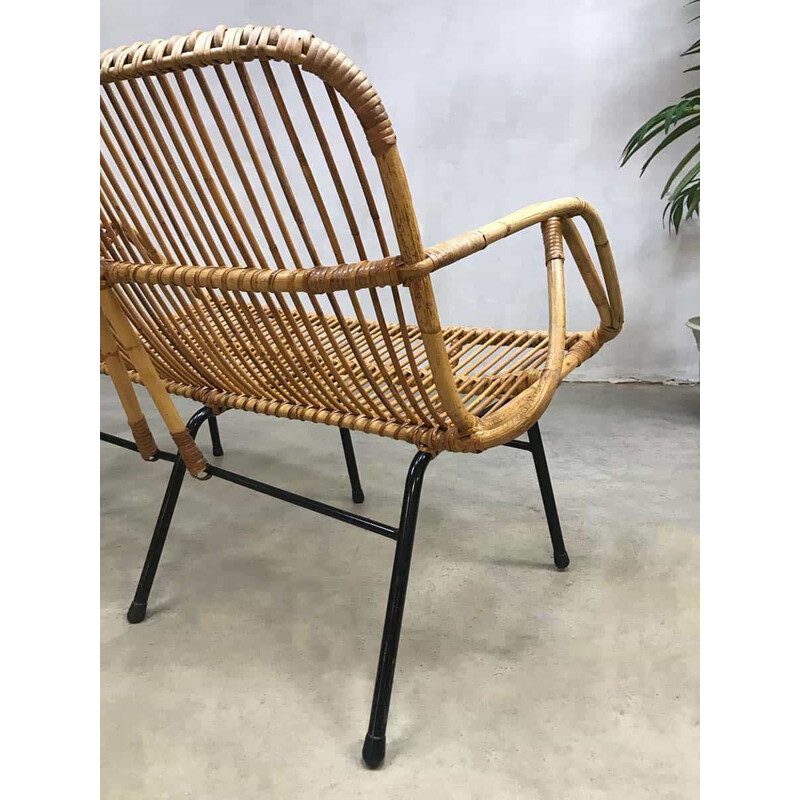 Dutch Rattan Sofa Bench by Rohé Noordwolde