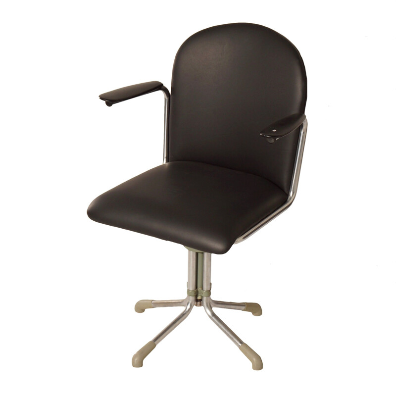 356 Desk Chair in Black Leather by W.H. Gispen