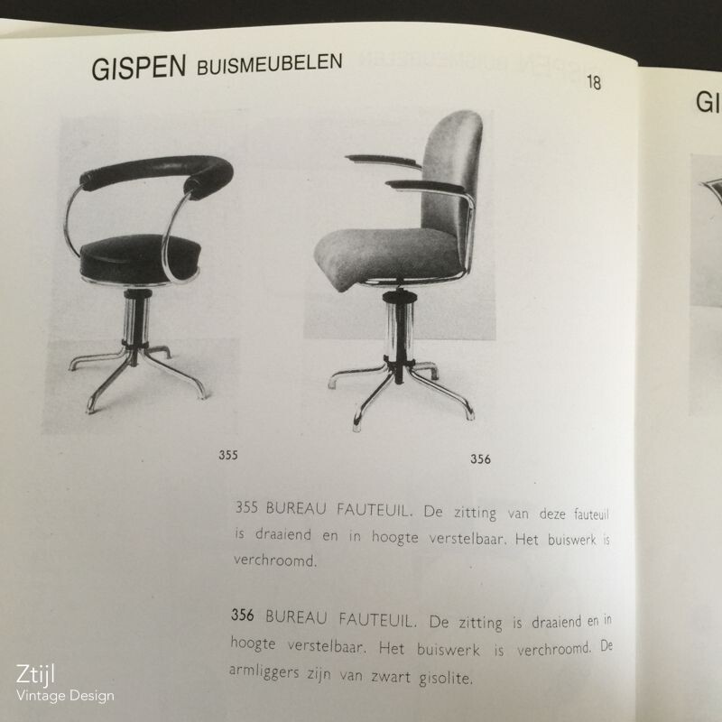 356 Desk Chair in Black Leather by W.H. Gispen