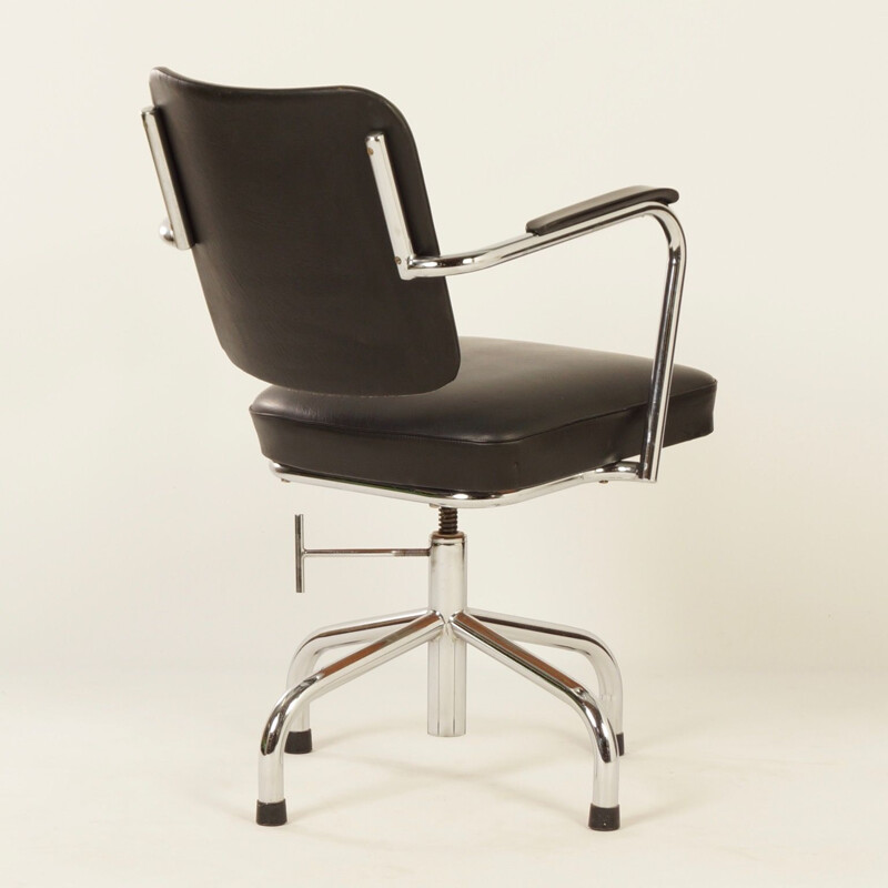 Black Tubular Desk Chair with Armrests by Fana