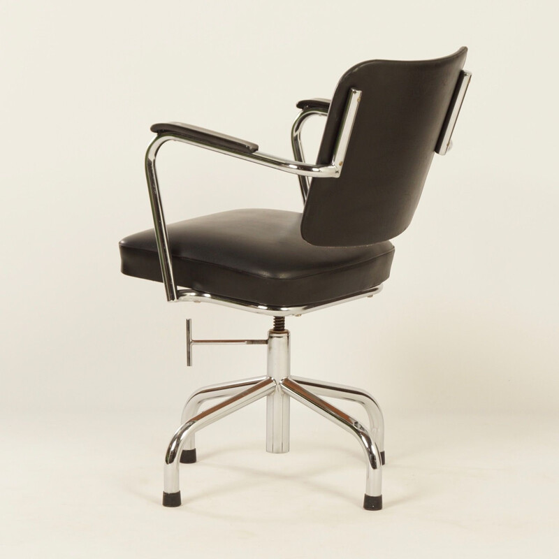 Black Tubular Desk Chair with Armrests by Fana