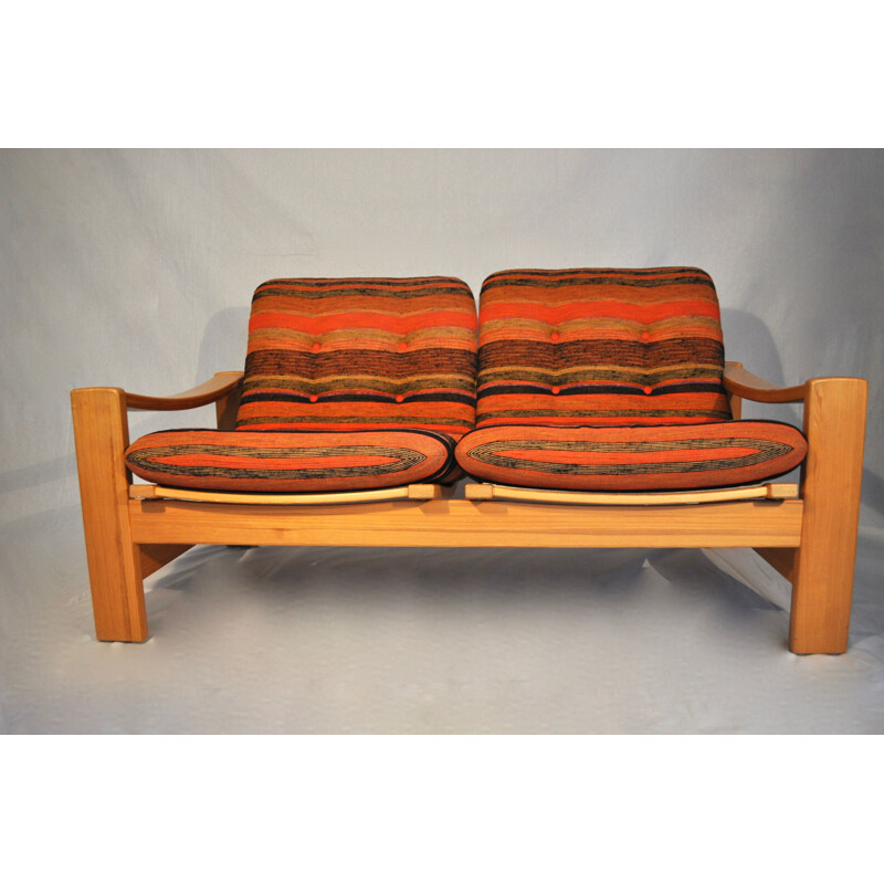 2-seater vintage orange sofa by Yngve Ekström for Swedese