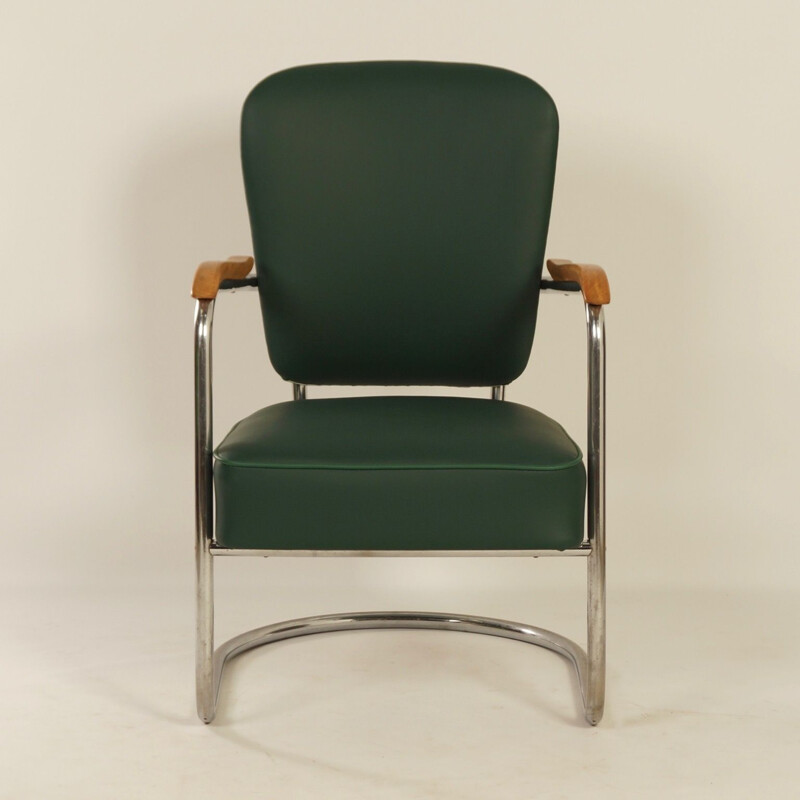 Set of 4 "Fana" green scandinavian armchairs With Armrests