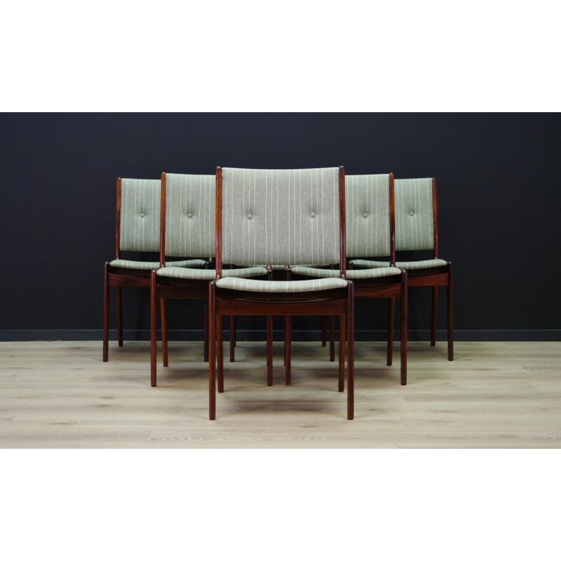 Suite de 5 chaises vintage danoises en palissandre