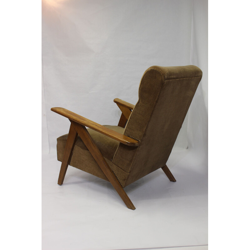Vintage scandinavian chair in velvet tobacco colour