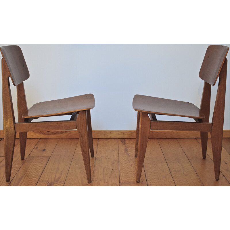 Pair of "C" chairs vintage by Marcel Gascoin