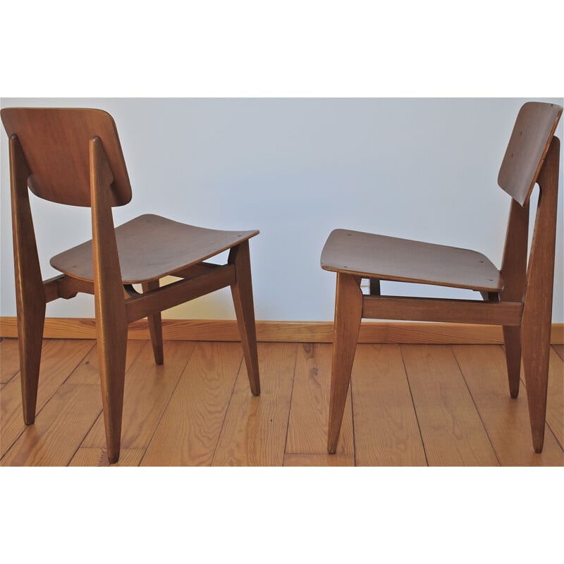 Pair of "C" chairs vintage by Marcel Gascoin