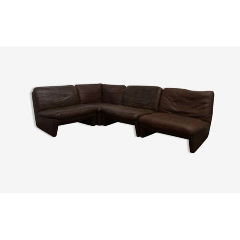 Modular sofa in brown leatherette by Airborne