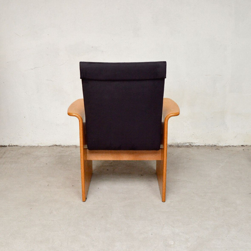 Vintage armchair in suede by Hiller