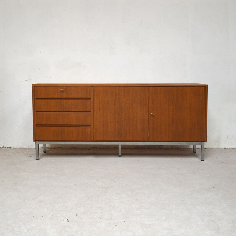 Vintage walnut sideboard with metal legs