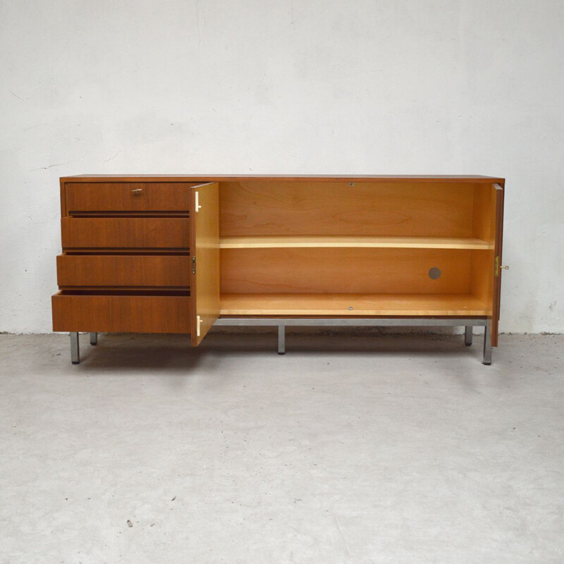 Vintage walnut sideboard with metal legs