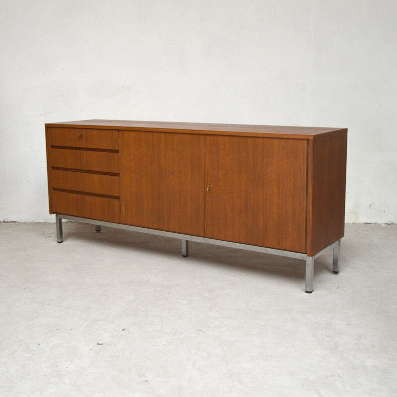 Vintage walnut sideboard with metal legs