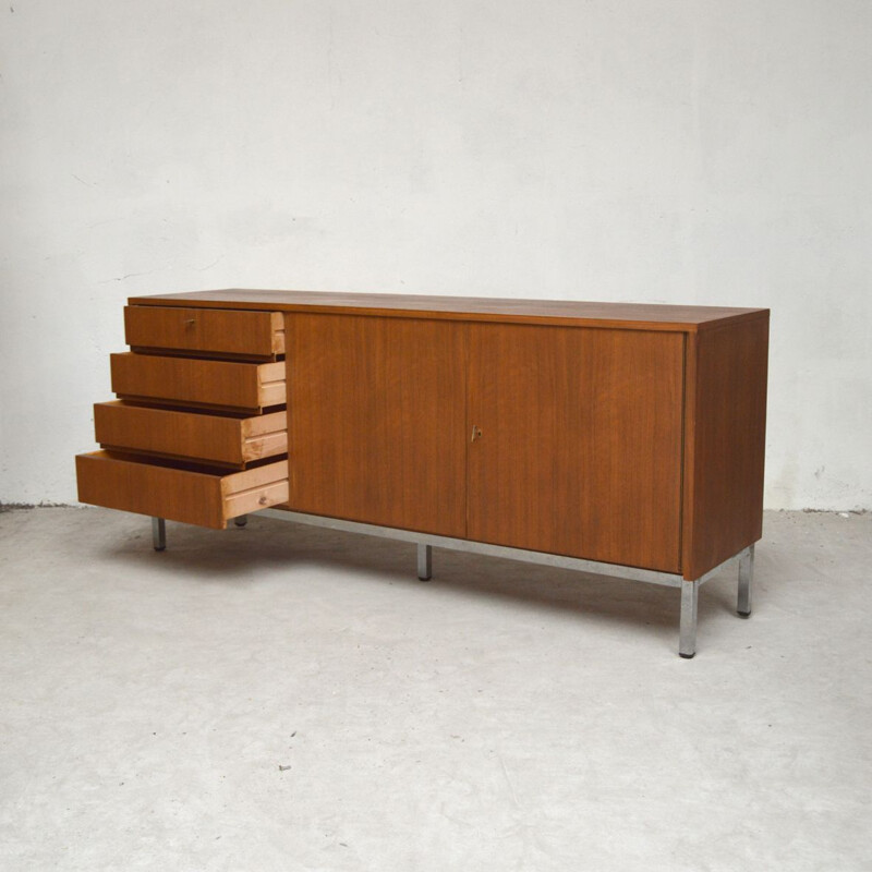 Vintage walnut sideboard with metal legs