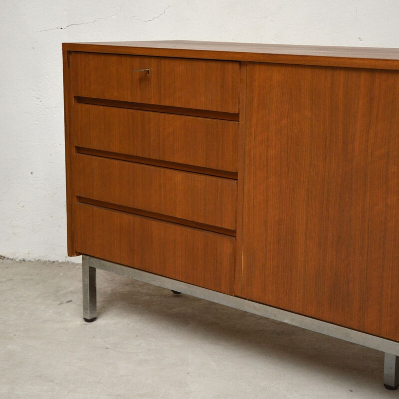 Vintage walnut sideboard with metal legs