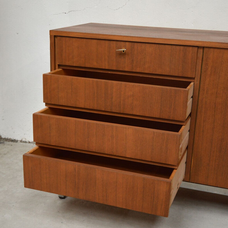 Vintage walnut sideboard with metal legs