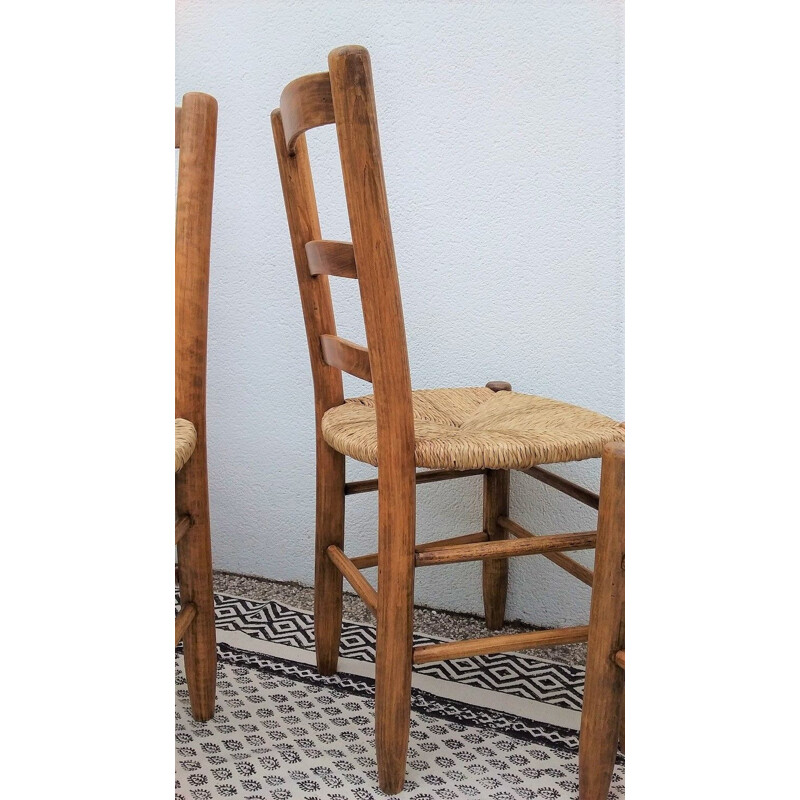 Suite de 6 chaises à repas vintage françaises