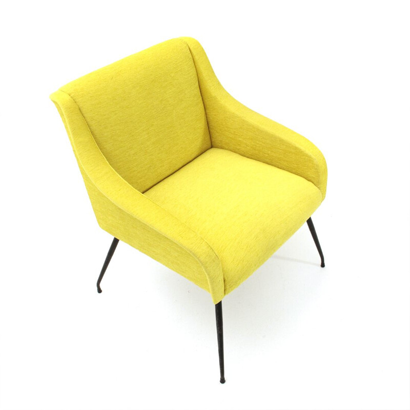 Vintage italian yellow velvet armchair