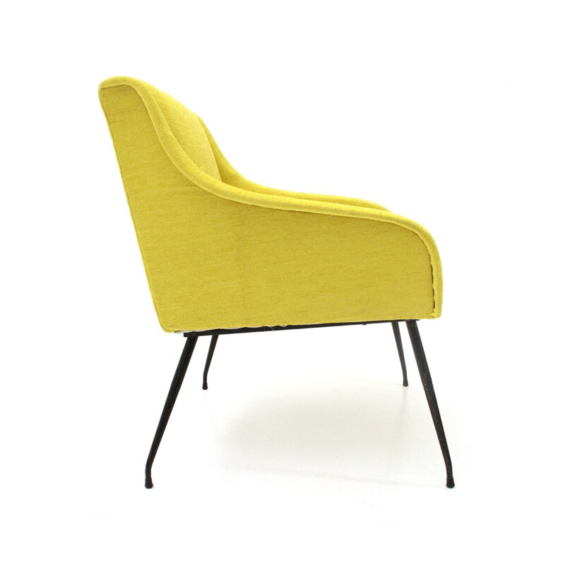 Vintage italian yellow velvet armchair