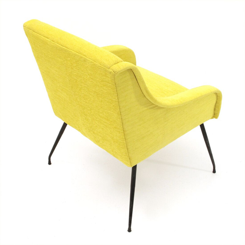 Vintage italian yellow velvet armchair