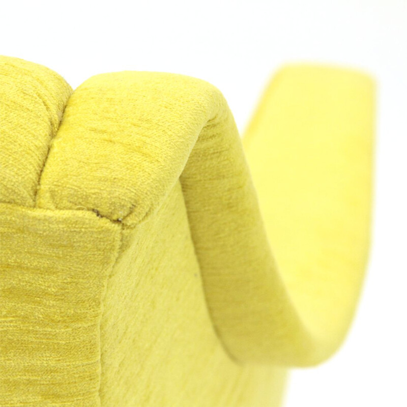 Vintage italian yellow velvet armchair