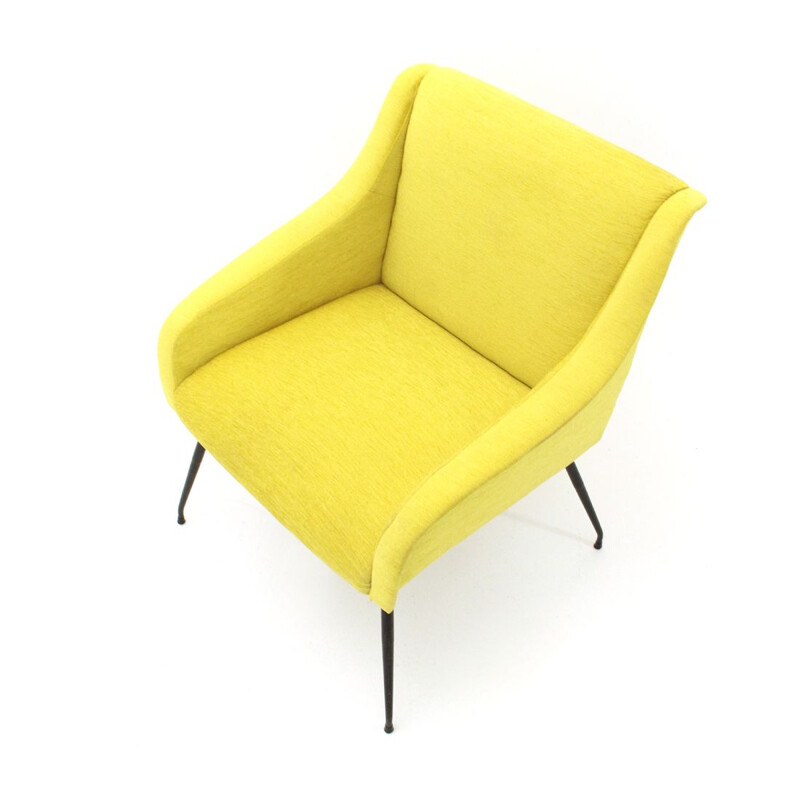 Vintage italian yellow velvet armchair