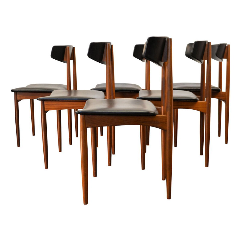 Set of 6 vintage Danish dining chairs in teak