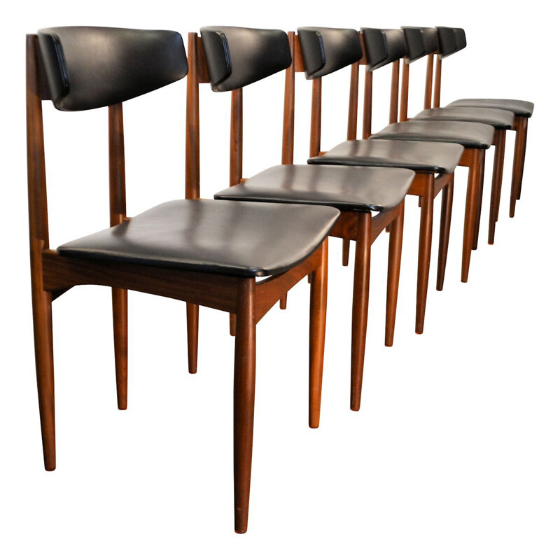 Set of 6 vintage Danish dining chairs in teak