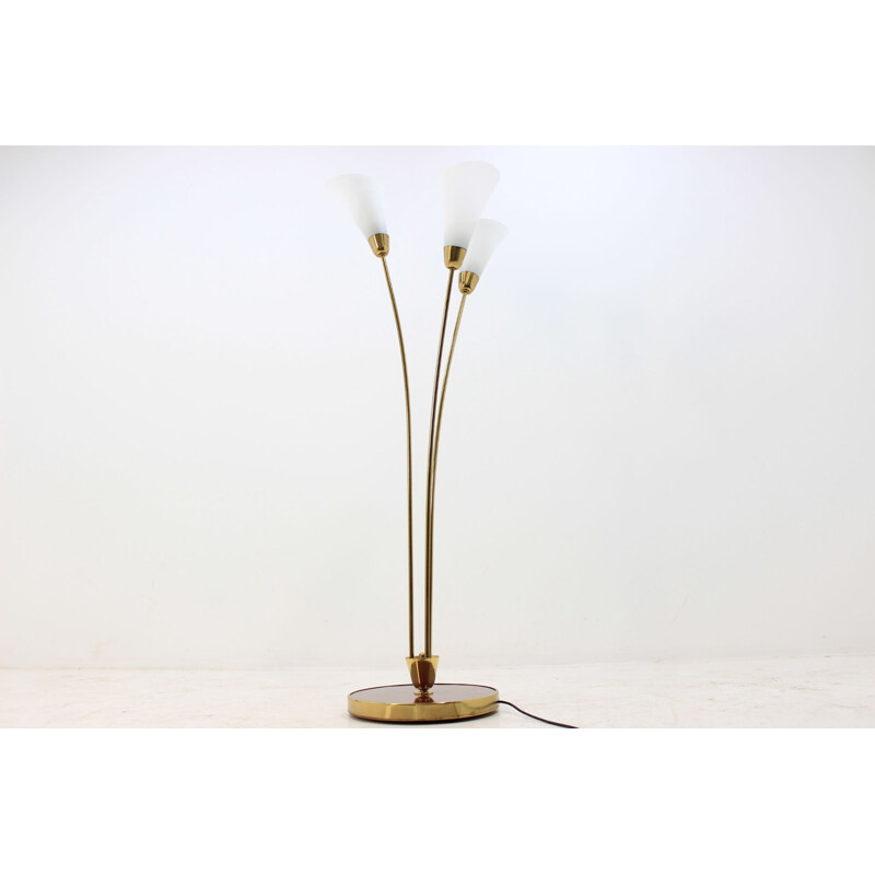 Vintage floor lamp in brass and opaline