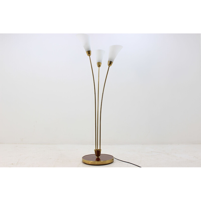 Vintage floor lamp in brass and opaline