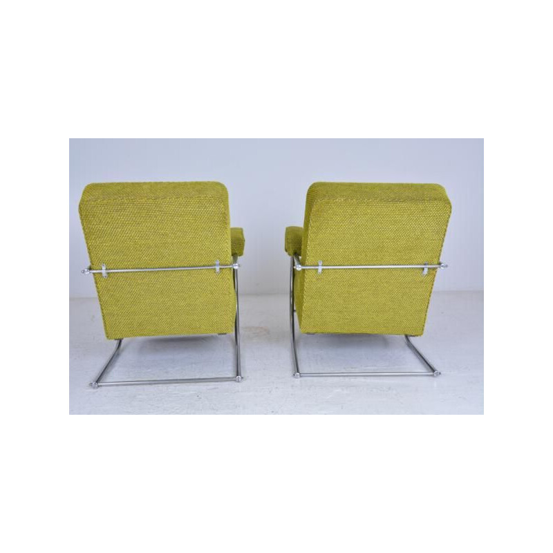 Set of 2 vintage green armchairs