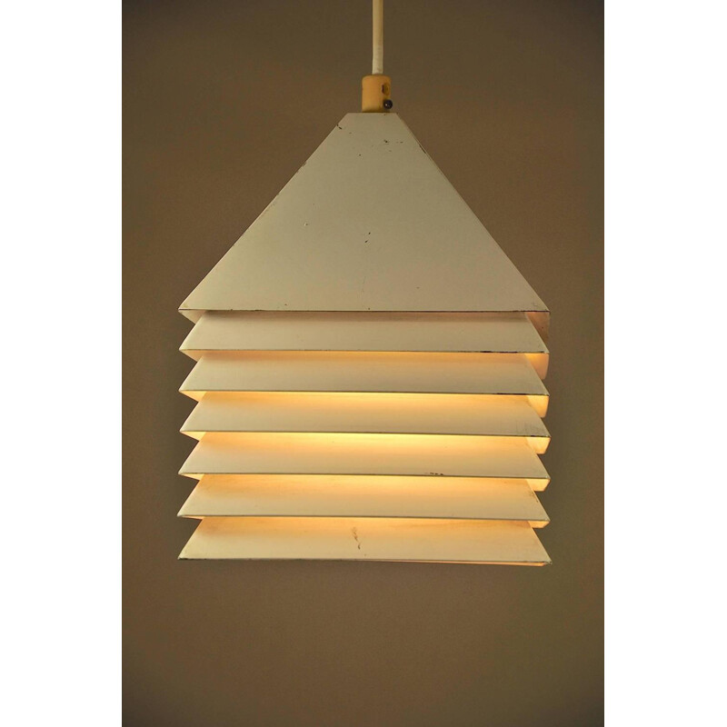 Scandinavian ceiling lamp in white lacquered metal, edition Markaryd - 1960s